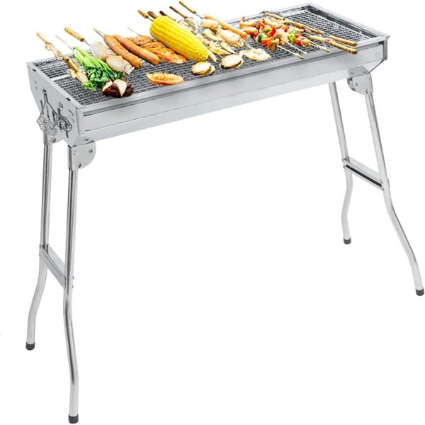 Stainless Charcoal BBQ Grill 73cm with BONUS Stainless Plate - Outdoor Barbeque Carousel 2