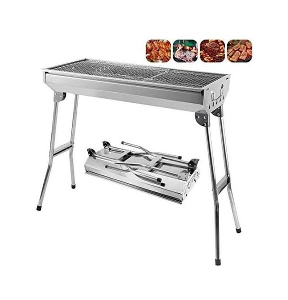 Stainless Charcoal BBQ Grill 73cm with BONUS Stainless Plate - Outdoor Barbeque Carousel 1