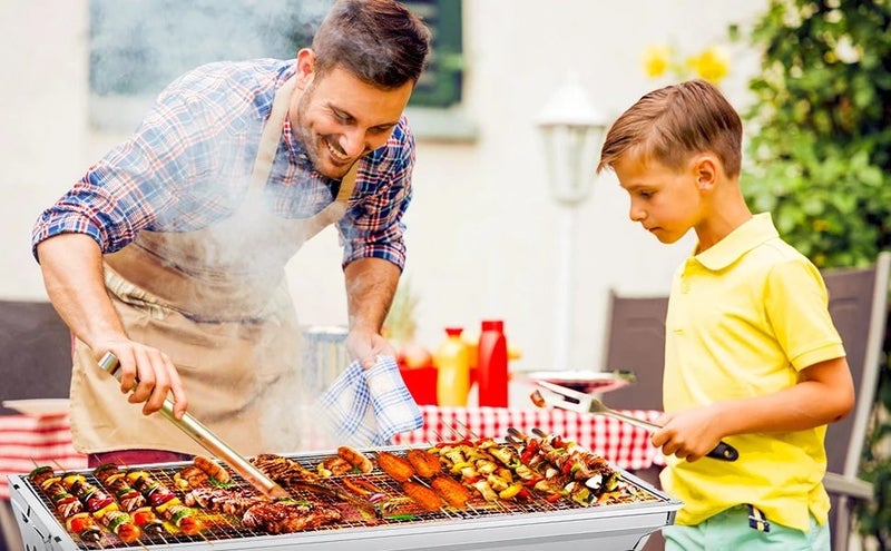 Stainless Charcoal BBQ Grill 73cm with BONUS Stainless Plate - Outdoor Barbeque Carousel 9