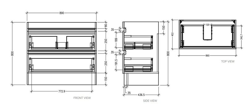 900 Brookfield Floor Standing 2 Draw - Vintage Ash with Via Basin Carousel 5