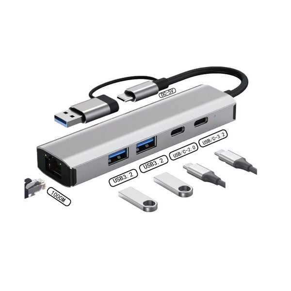 iLead 6 in 2 USB Hub with USB-C USB-A Multiport Adapter RJ45 1000M Ethernet Port Carousel 7