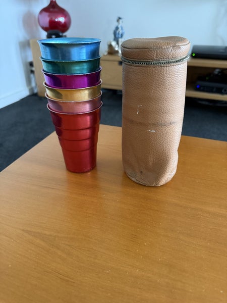 Vintage Aluminum Set of 6 Tumblers Carousel 1