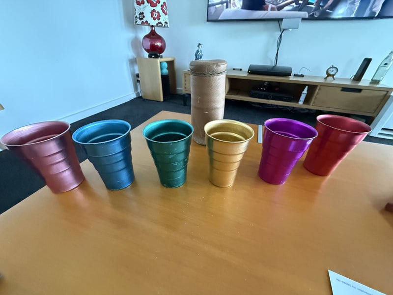 Vintage Aluminum Set of 6 Tumblers Carousel 7