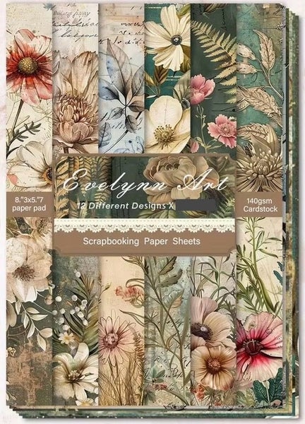- A5 - Paper/Card Stock - Vintage Floral Nature - 12pcs - 140gsm Carousel 1