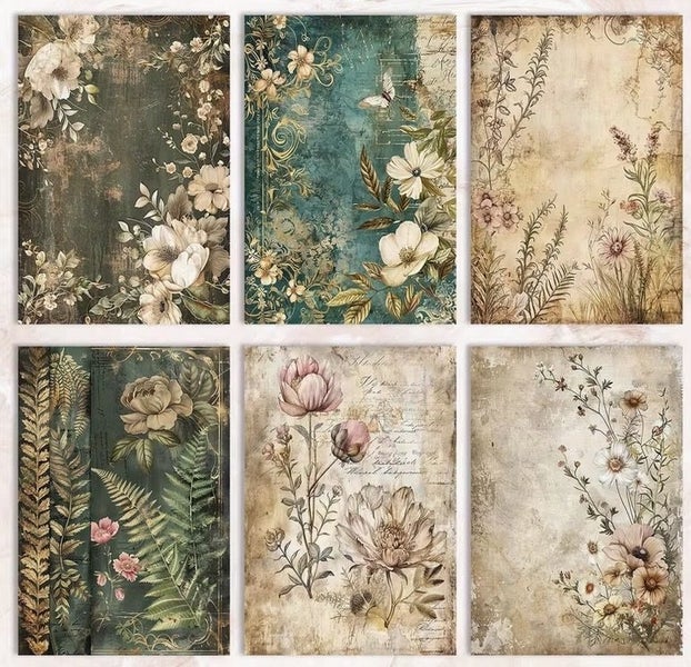 - A5 - Paper/Card Stock - Vintage Floral Nature - 12pcs - 140gsm Carousel 2