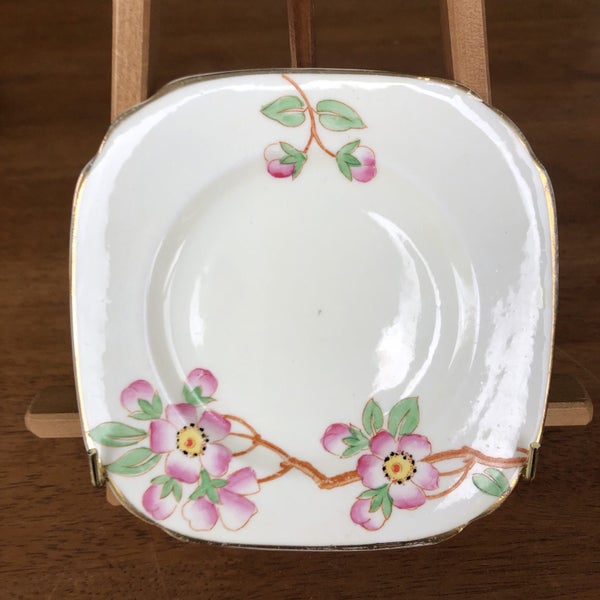 Antique “Delphine” cherry blossom bone china tea plate Carousel 1