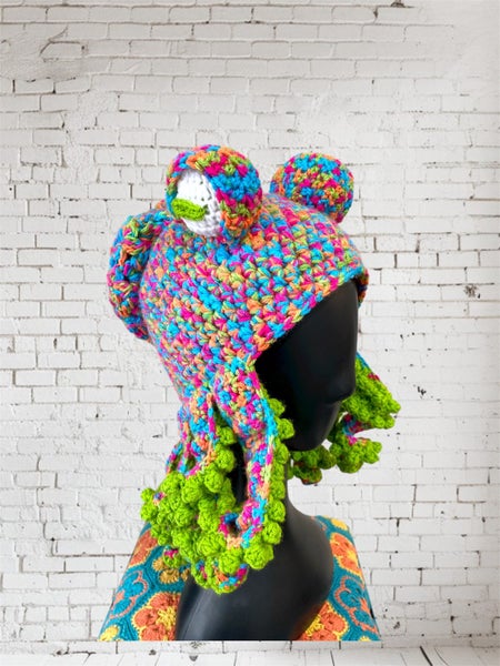 Twisted Kraken Crochet Hat – Bright & Bold Statement Piece