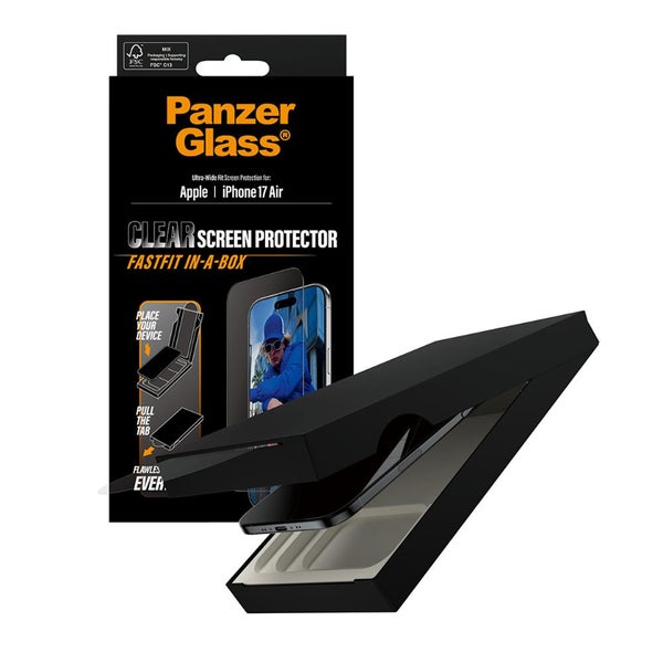 PanzerGlass Ulte Wide Fit Screen Protector with Fastfit in-a-box for iPhone Air Carousel 3