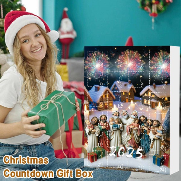 24PCS Jesus Pendant Christmas Advent Calendar 2D Acrylic Countdown Pendant Carousel 2
