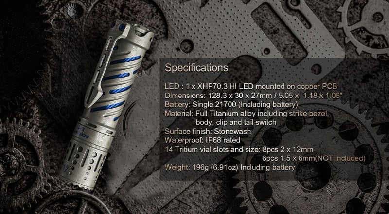 Acebeam - E70-TI EDC Titanium Flashlight Carousel 4