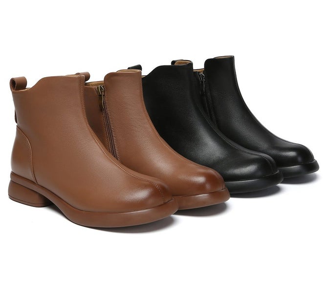 EVERAU(R) Women Leather Zipper Ankle Boots Chapple Carousel 2