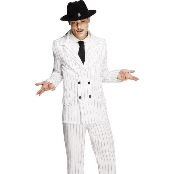 Gangster Costume Adult White Pinstriped Mob Boss Suit Carousel 1