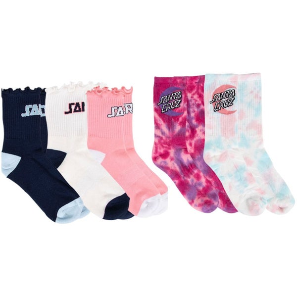 Santa Cruz Girls Mon Dot Tie Dye & College Arch Crew Sock Pack Carousel 1