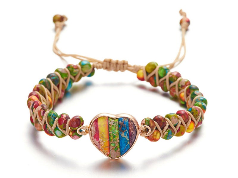 Handmade Beaded Bracelet Adjustable Woven Bangle Multicolor Carousel 1