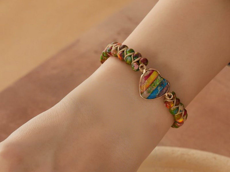 Handmade Beaded Bracelet Adjustable Woven Bangle Multicolor Carousel 6