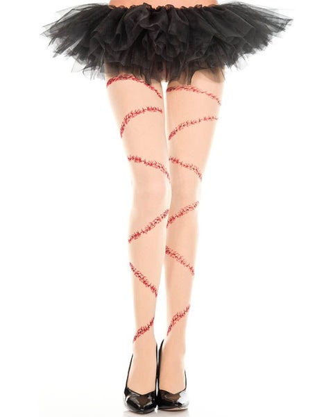 Beige and Red Bloody Stitch Pantyhose Carousel 1