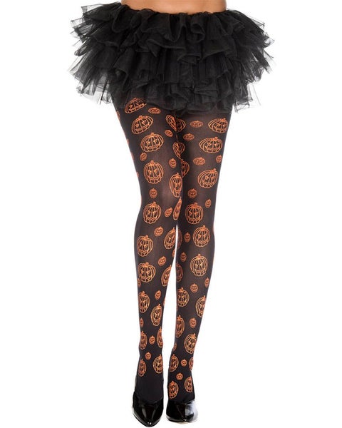 Black and Orange Pumpkin Pattern Pantyhose Carousel 1