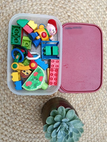 Tolo Toys Schoolboy & rattle & Lego Duplo in Tupperware Carousel 1