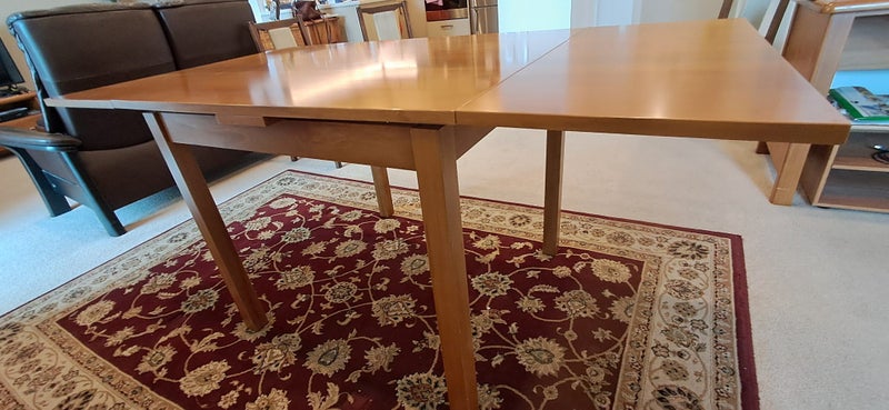 Small square extendable rimu dining table - suit apartment63895294159234114
