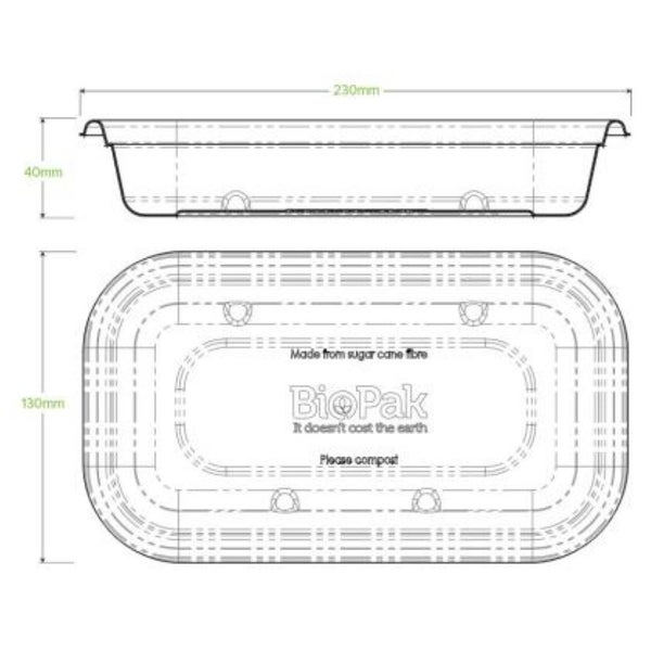 Container Biocane Rectangle White 750ml - Biopak (50PC) Carousel 2