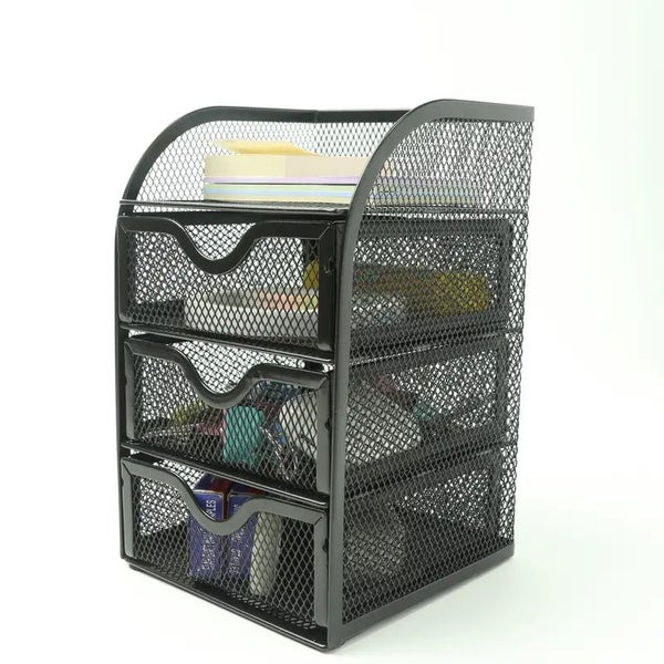 NNETM 4 Tier Mesh Desk Organizer with 3 Drawers - Efficient Desk Organization Carousel 2