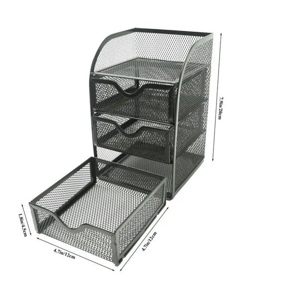 NNETM 4 Tier Mesh Desk Organizer with 3 Drawers - Efficient Desk Organization Carousel 7
