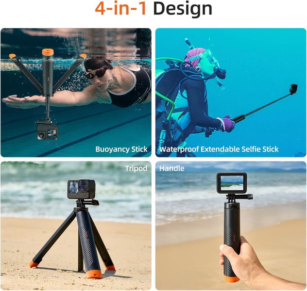 TELESIN 4 in 1 Selfie Stick Floating Hand Grip Tripod for GoPro, DJI Osmo Carousel 2