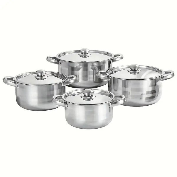 NNETM Premium 8-Piece Stainless Steel Pot Set - Heavy-Duty Carousel 1