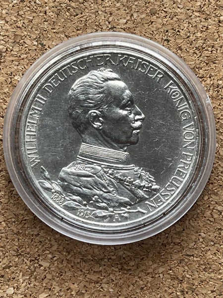 PRUSSIA (German State) 3 Mark 1913 A - Silver 0.900 - XF+/AU Wilhelm II. Carousel 1