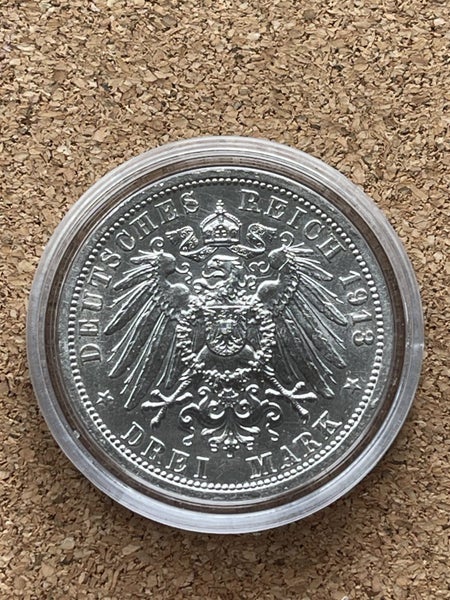 PRUSSIA (German State) 3 Mark 1913 A - Silver 0.900 - XF+/AU Wilhelm II. Carousel 2