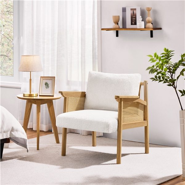Boucle Upholstered Accent Chair Lounge Chair Carousel 1