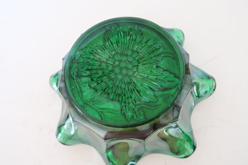 ***VINTAGE IMPERIAL GREEN GRAPE PATTERN RUFFLED EDGE CARNIVAL GLASS BOWL*** Carousel 4