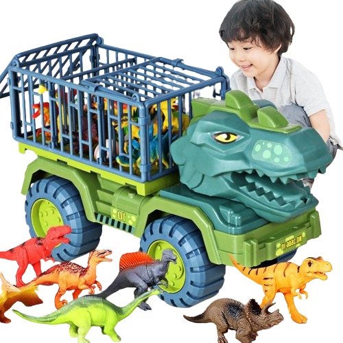 NNEOBA toy car suit boy puzzle Tyrannosaurus excavator car crane drop resistance Carousel 1