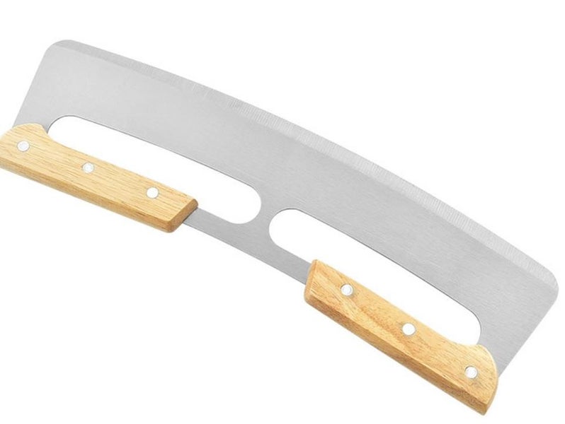 Pizza Cutter with PP Protective Cover, Pizza Cutter Rocker Blade, Wooden Rocker Carousel 2