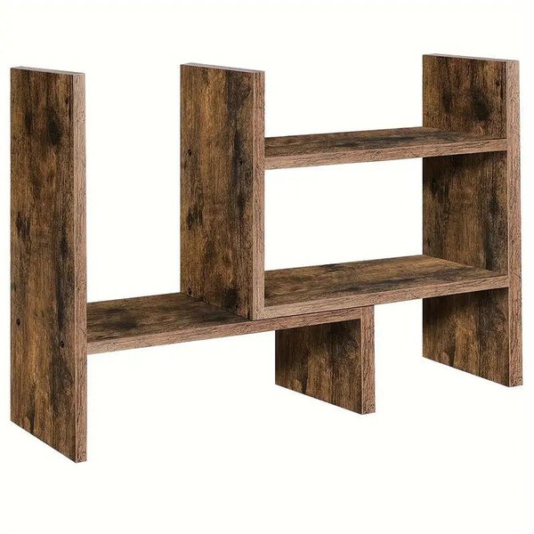 NNETM Desktop Storage Rack Bookshelf - Brown Carousel 1