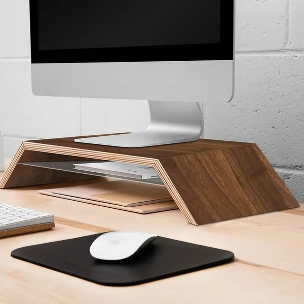 NNETM Premium Black Walnut Monitor Stand Riser with Underneath Storage Carousel 2