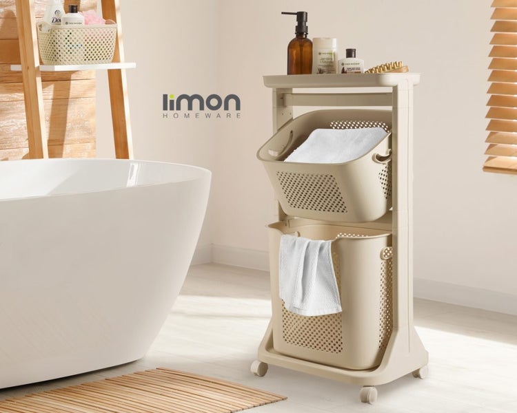 TWO FLOOR LAUNDRY BASKET KNIT DESIGN Carousel 1