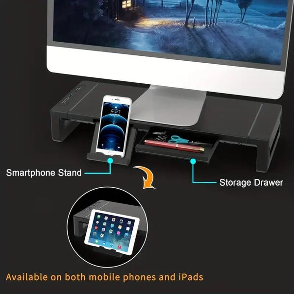 NNETM Ultimate Monitor Stand Riser: USB Hub, Data Port, and TYPE-C Charging P... Carousel 11
