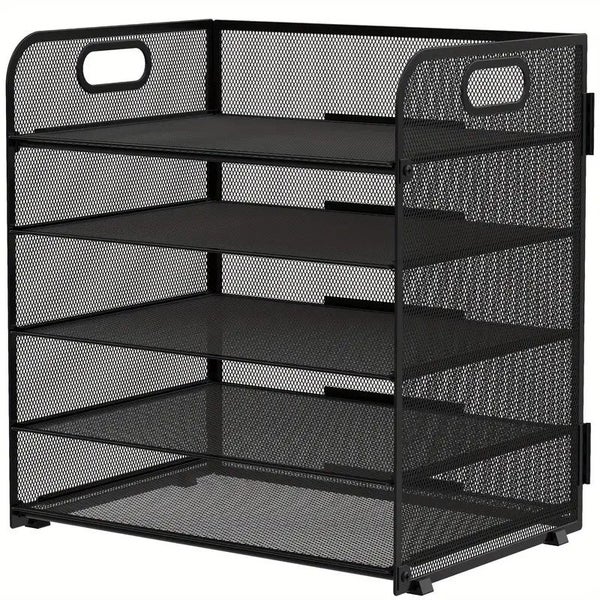NNETM Black Mesh Desktop File Organizer - 5-Layer, Portable and Sleek Design Carousel 1