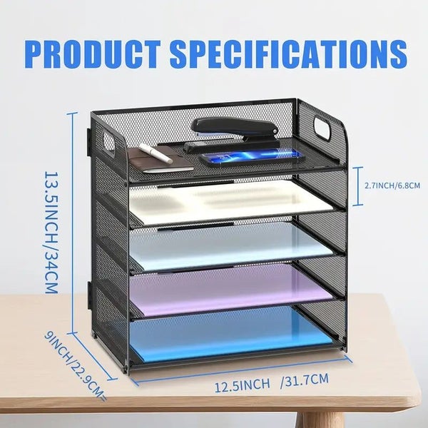 NNETM Black Mesh Desktop File Organizer - 5-Layer, Portable and Sleek Design Carousel 2