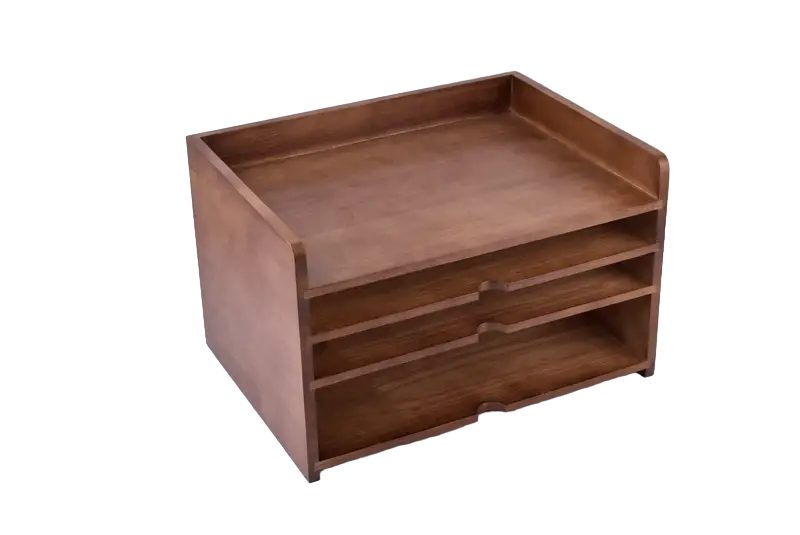 NNETM Vintage Solid Wood A4 Multi-layered File Organizer Box Rack Carousel 1