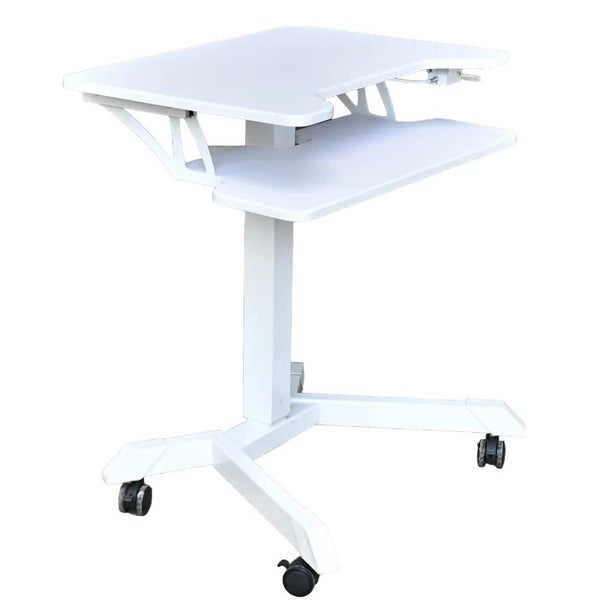 NNETM Height Adjustable Mobile Standing Desk with Keyboard Tray Carousel 1