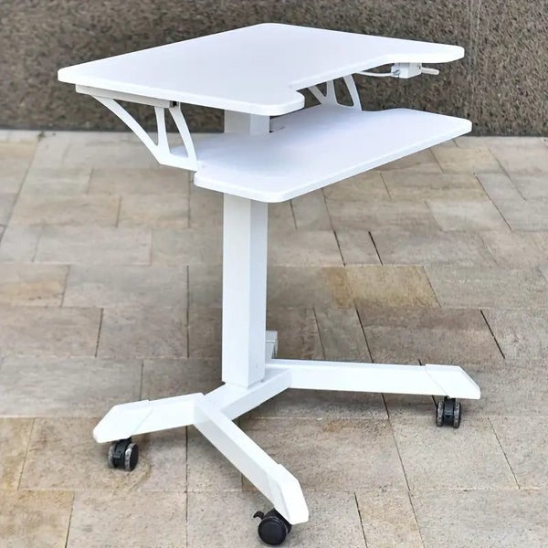 NNETM Height Adjustable Mobile Standing Desk with Keyboard Tray Carousel 2