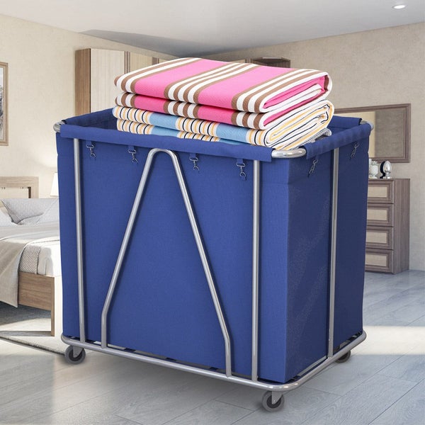 SOGA Stainless Steel Commercial Large Soiled Linen Laundry Trolley Cart with ... Carousel 6