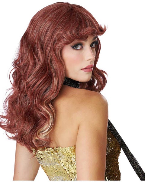 70s Disco Kitten Auburn and Blonde Wavy Wig Carousel 5