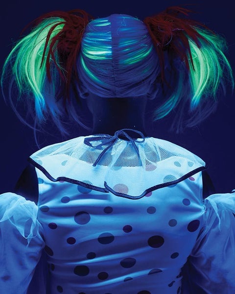 Glow in the Dark Punk Red and Grey Pigtails Wig Carousel 6