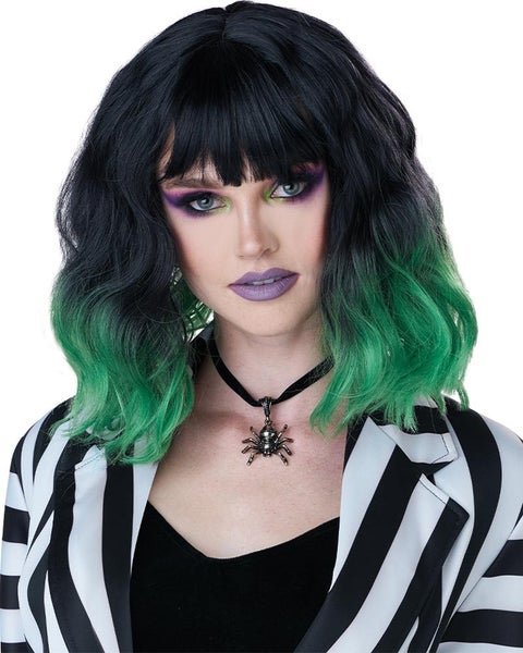 Miss Behaving Short Black and Green Wig Carousel 1