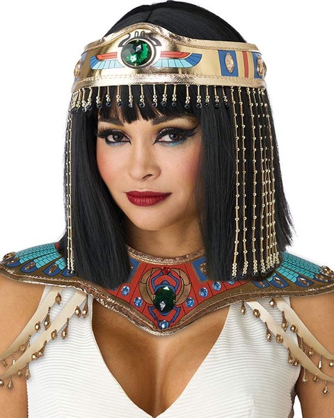 Jewel of the Nile Black Bob Wig and Headpiece Carousel 1