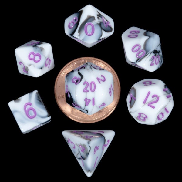 MDG MDG41037 Mini Polyhedral Dice Set: Marble with Purple Carousel 1