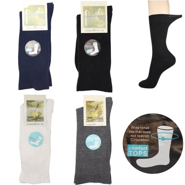 6x 100% Cotton Diabetic Loose Top Thermal Socks Wide Comfort Medical Circulat... Carousel 2